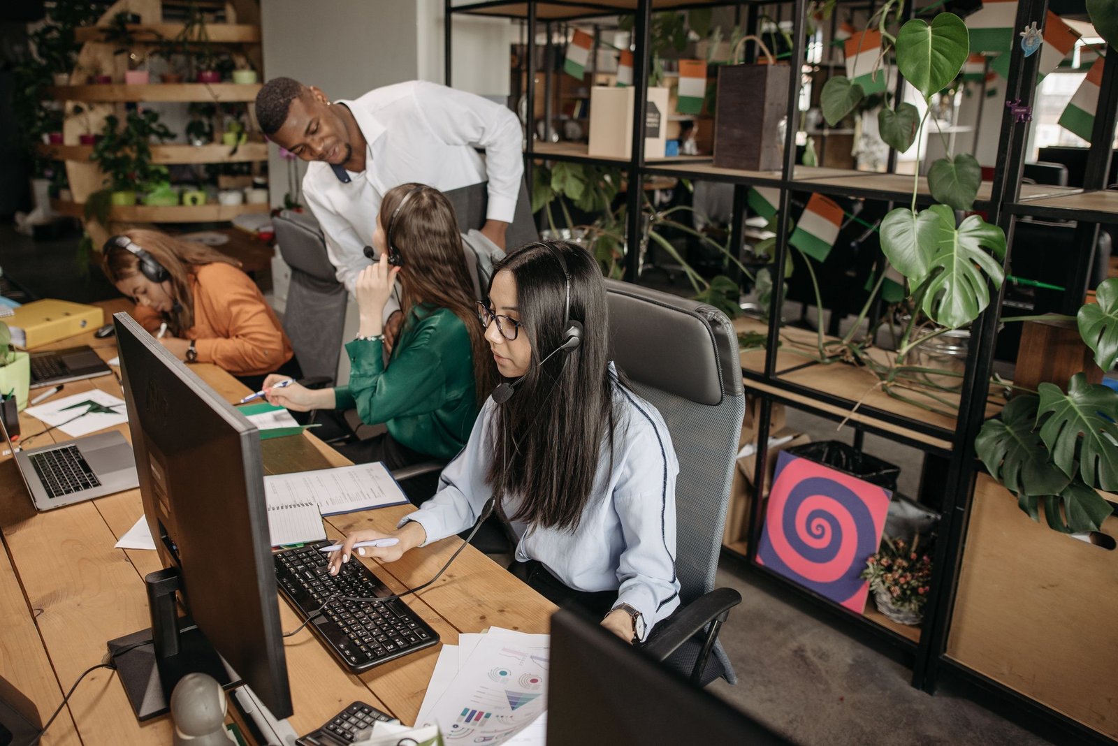 Illustrative customer support team in an office