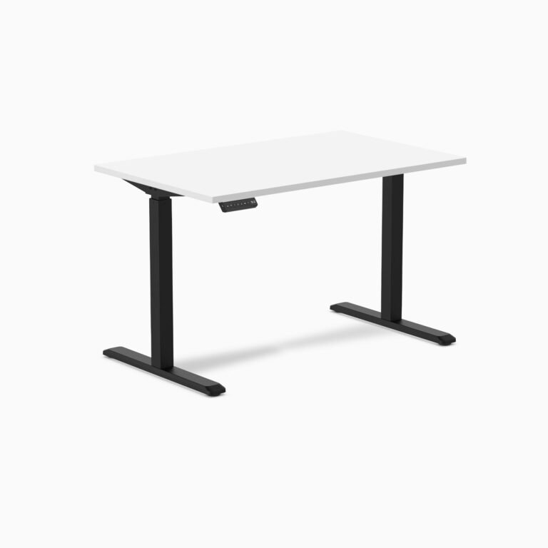 Desky Single Sit Stand Desk — White / 47.2 x 29.5 inches / Black