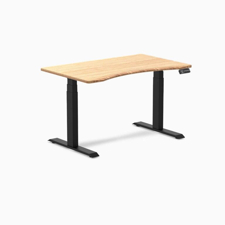 Desky Dual Ergo Edge Sit Stand Desk — Bamboo / 48 x 30 inches / Matte Black