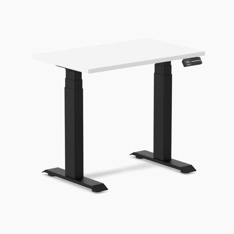 Desky Dual Mini Sit Stand Desk — White / 32 x 20 inches / Matte Black
