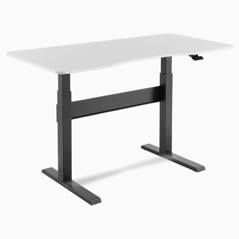 Desky Air Lift Zero Sit Stand Desk — White / Black
