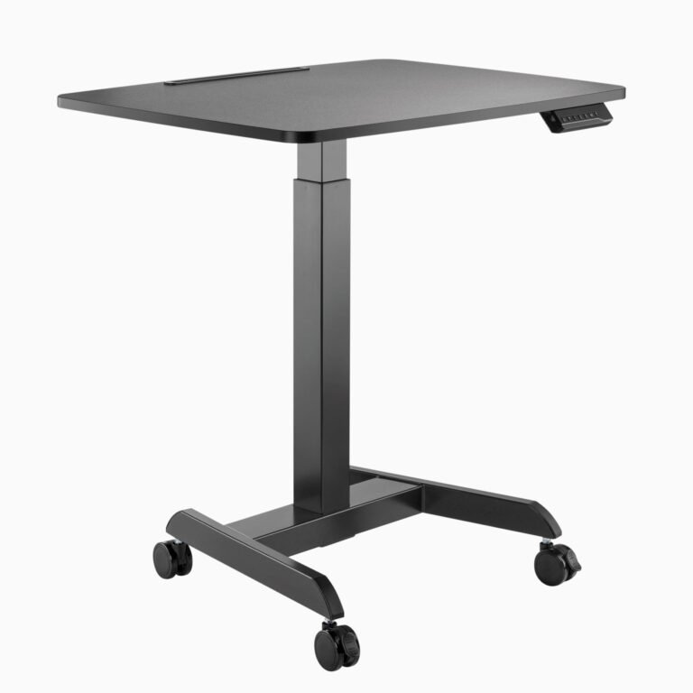 Desky Single Sit Stand Pedestal Desk — Black