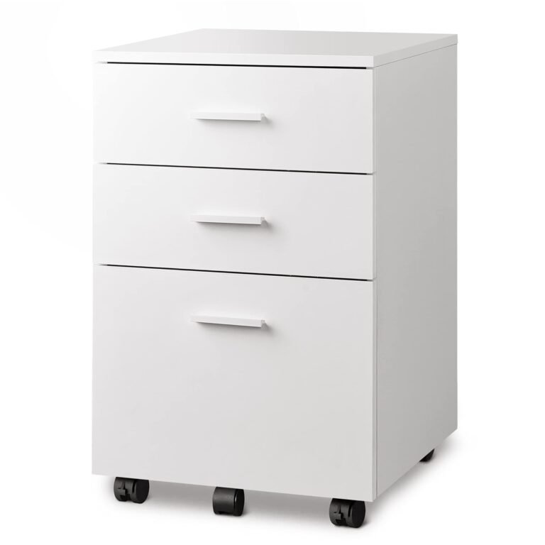 DEVAISE 16.2"W Wood 3 Drawer Mobile File Cabinet — White