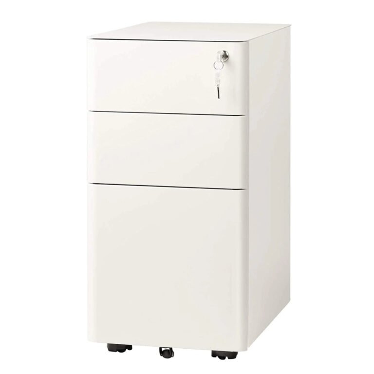 DEVAISE Metal 3 Drawer Slim Vertical File Cabinet with Lock — white