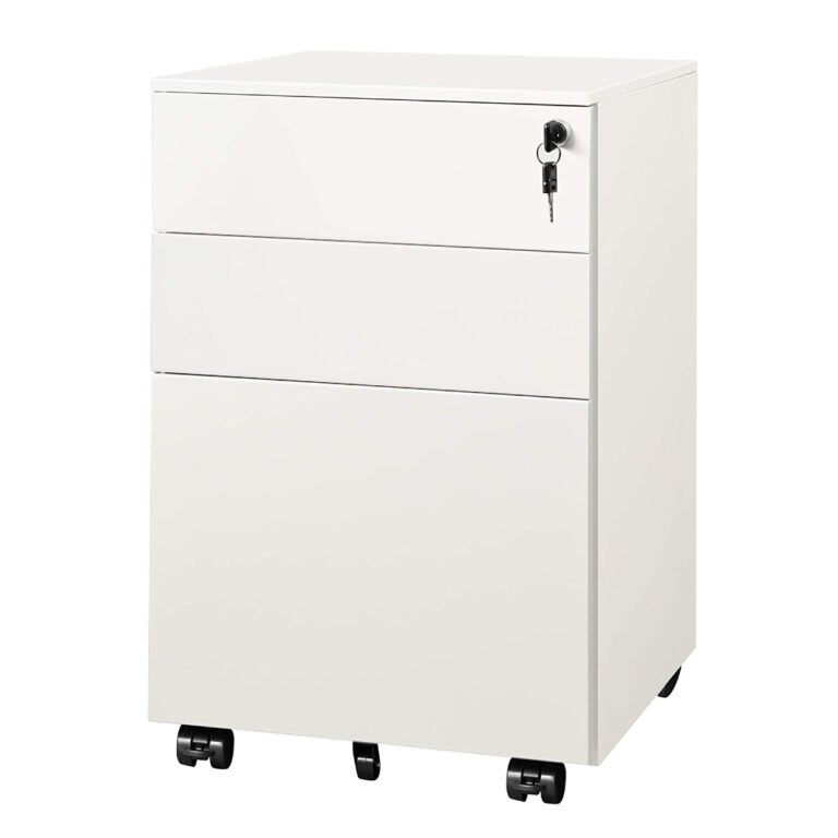 DEVAISE Metal 3 Drawer Mobile File Cabinet with Lock — White