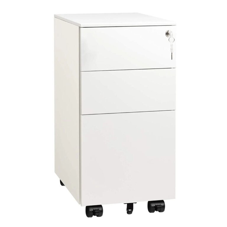 DEVAISE Black/White Metal 3 Drawer Slim Locking File Cabinet — White