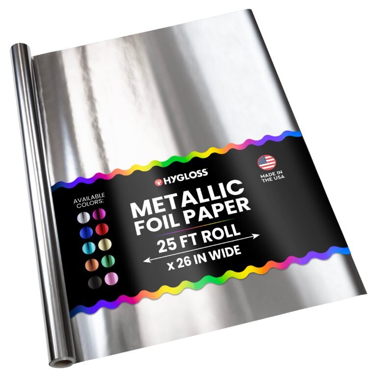 Hygloss Metallic Foil Paper Rolls - 26" Wide x 25 Ft Long — Shiny Silver