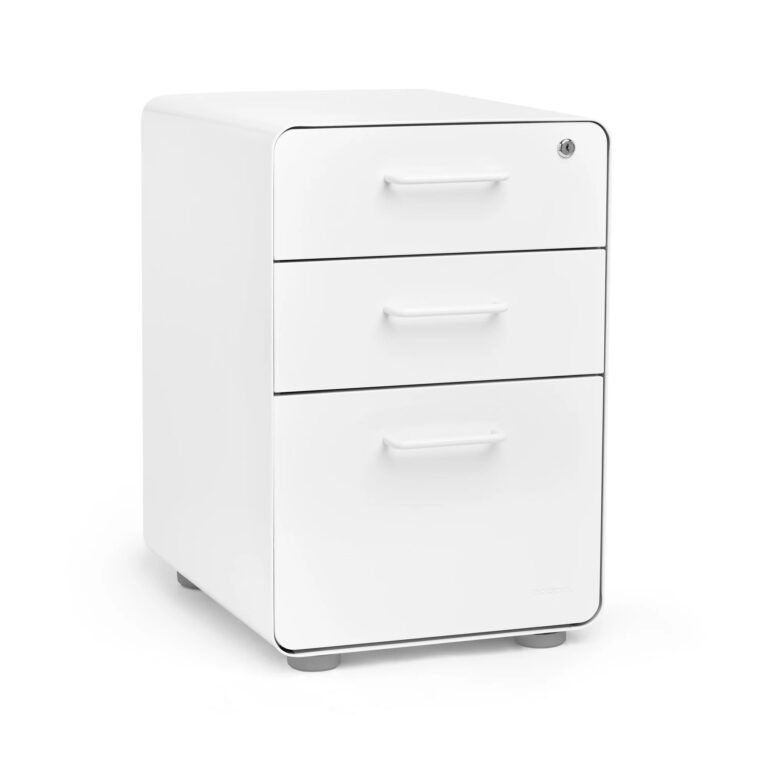 Poppin Stow 3-Drawer File Cabinet — White / White / Without Casters